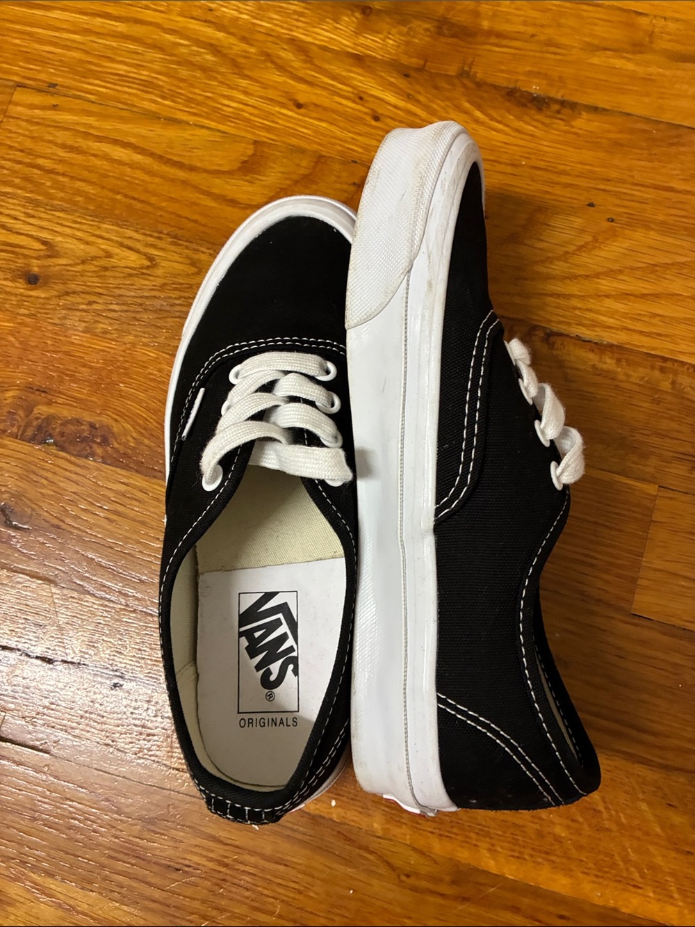 Vans Black Canvas Low-Top Sneakers with White Accents - Picture 2 of 4